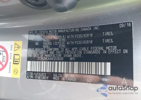 2017 Lexus Rx 350 из США, поврежденный, VIN 2T2BZMCA4HC059608